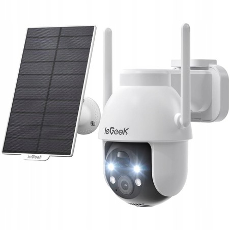 Outlet IeGeek Kamera IP 2K WiFi na zewnątrz, zasilana solarnie, nocna wizja