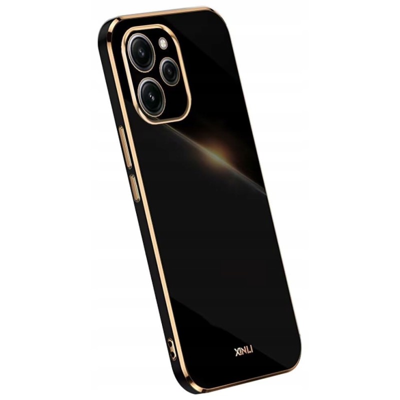 Outlet Etui Topme Xiaomi Redmi 12 4G silikonowe czarne ze złotą ramką