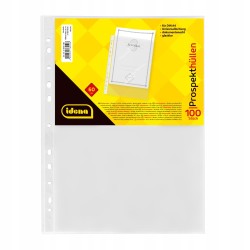 Outlet 100 kieszonek na broszury IDENA 376018 A4 przezroczyste 60µ