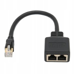 ADAPTER SIECIOWY ROZDZIELACZ KABLA ETHERNET RJ45 NA 2 GNIAZDA RJ45 CZARNY