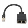 ADAPTER SIECIOWY ROZDZIELACZ KABLA ETHERNET RJ45 NA 2 GNIAZDA RJ45 CZARNY