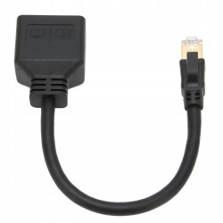ADAPTER SIECIOWY ROZDZIELACZ KABLA ETHERNET RJ45 NA 2 GNIAZDA RJ45 CZARNY