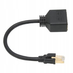 ADAPTER SIECIOWY ROZDZIELACZ KABLA ETHERNET RJ45 NA 2 GNIAZDA RJ45 CZARNY