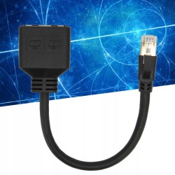 ADAPTER SIECIOWY ROZDZIELACZ KABLA ETHERNET RJ45 NA 2 GNIAZDA RJ45 CZARNY