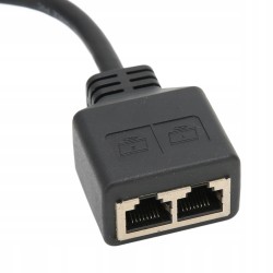 ADAPTER SIECIOWY ROZDZIELACZ KABLA ETHERNET RJ45 NA 2 GNIAZDA RJ45 CZARNY
