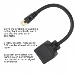 ADAPTER SIECIOWY ROZDZIELACZ KABLA ETHERNET RJ45 NA 2 GNIAZDA RJ45 CZARNY