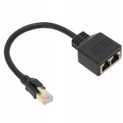 ADAPTER SIECIOWY ROZDZIELACZ KABLA ETHERNET RJ45 NA 2 GNIAZDA RJ45 CZARNY