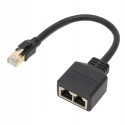 ADAPTER SIECIOWY ROZDZIELACZ KABLA ETHERNET RJ45 NA 2 GNIAZDA RJ45 CZARNY