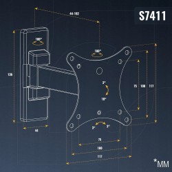 Outlet RICOO Uchwyt ścienny do monitora 13-27" VESA 75x75 100x100mm 20kg