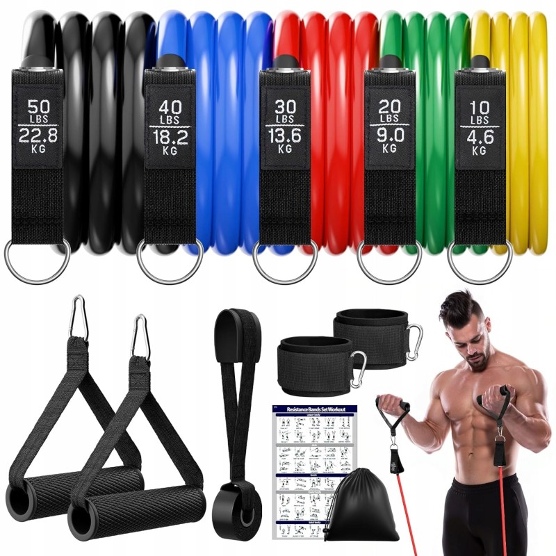 Outlet Fokky zestaw gum oporowych 150 lbs do fitnessu 5 szt. max 68 kg
