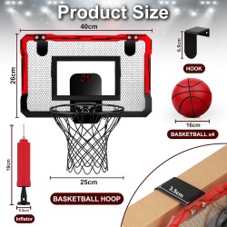 Outlet YIMORE Mini Kosz do Gry dla Dzieci z 4 Piłkami i Licznikiem