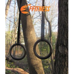 Outlet Pierścienie gimnastyczne FFitness FSG28062 23cm z paskami czarne