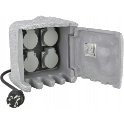 Outlet Gniazdo Elektryczne rozgałęźnik do Ogrodu Unitec 250V 4 G Szary