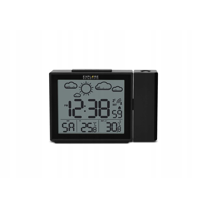 Outlet Zegar budzik Explore Scientific czarny 15,5cm ekran LCD z czujnikiem