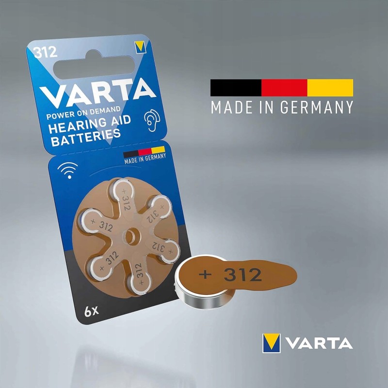 VARTA Baterie do aparatów słuchowych typ 312 4 sztuki baterii VARTA Baterie do aparatów słuchowych typ 312 4 sztuki baterii