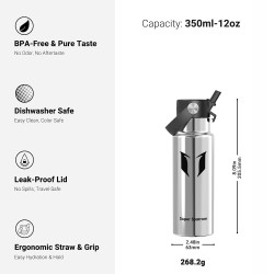 Outlet Super Sparrow Butelka Izolowana 350ml ze słomką, stal nierdzewna,
