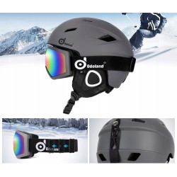 KASK ODOLAND NARCIARSKI Z GOGLAMI UNISEX ROZ S SZARY
