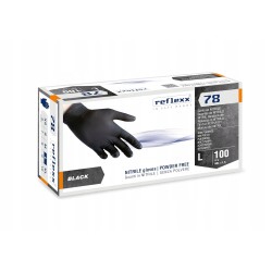 Outlet Rękawiczki Reflexx R78 Nitrylowe Bezpuderowe L Czarny 100 szt.