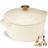Outlet Garnek tradycyjny Overmont 4,5 l Emaliowany do Piekarnika Kremowy