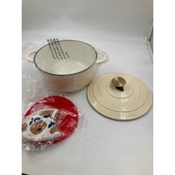 Outlet Garnek tradycyjny Overmont 4,5 l Emaliowany do Piekarnika Kremowy
