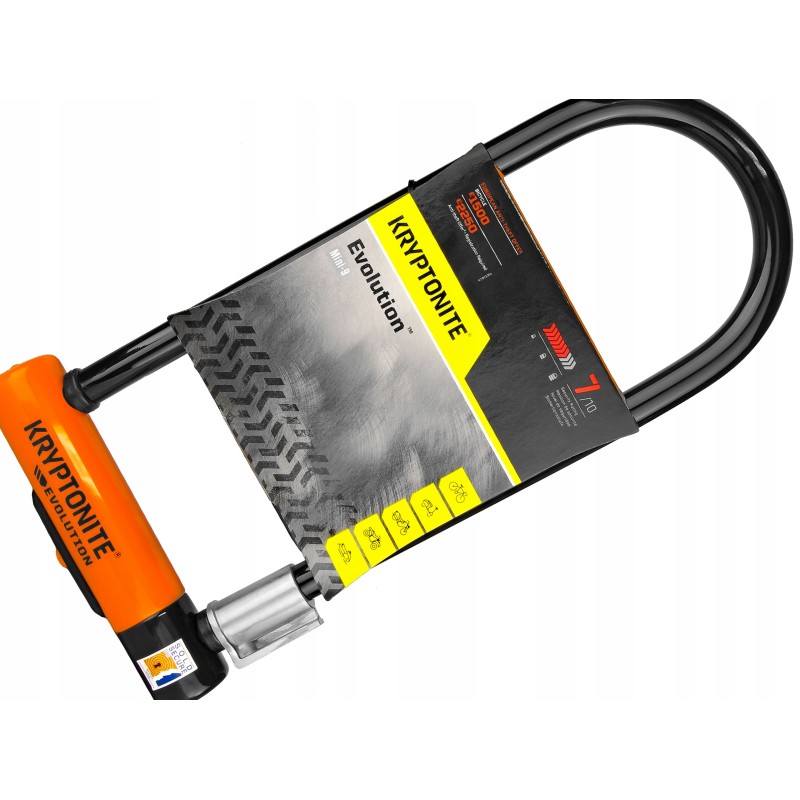 Outlet Zabezpieczenie rowerowe U-lock Kryptonite Mini-9 czarno-pomarańczowe