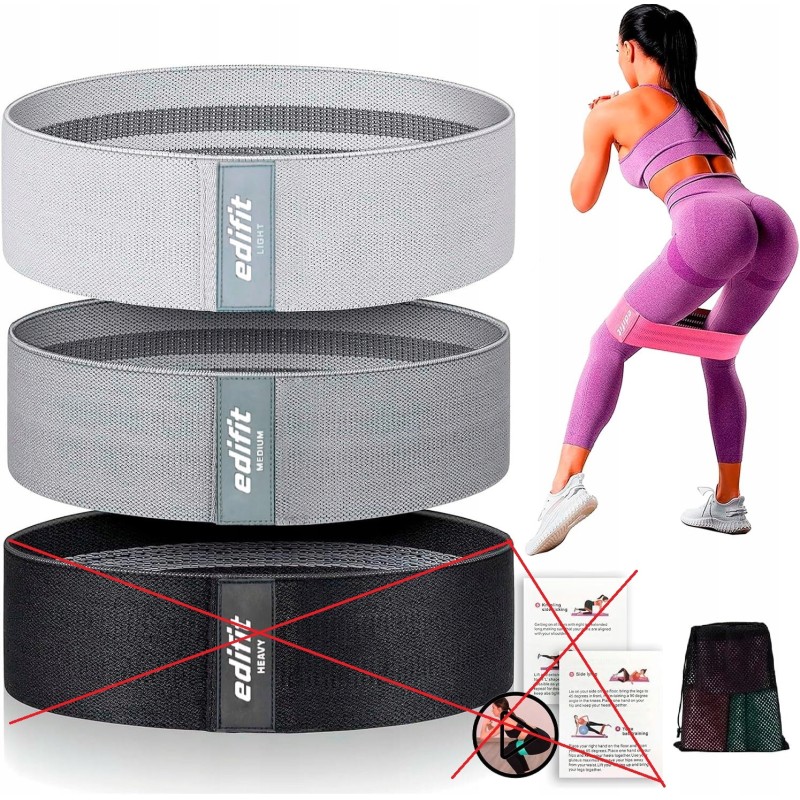 Outlet Taśmy fitness 3 sztuki do siłowni jogi crossfitu pilatesu lub
