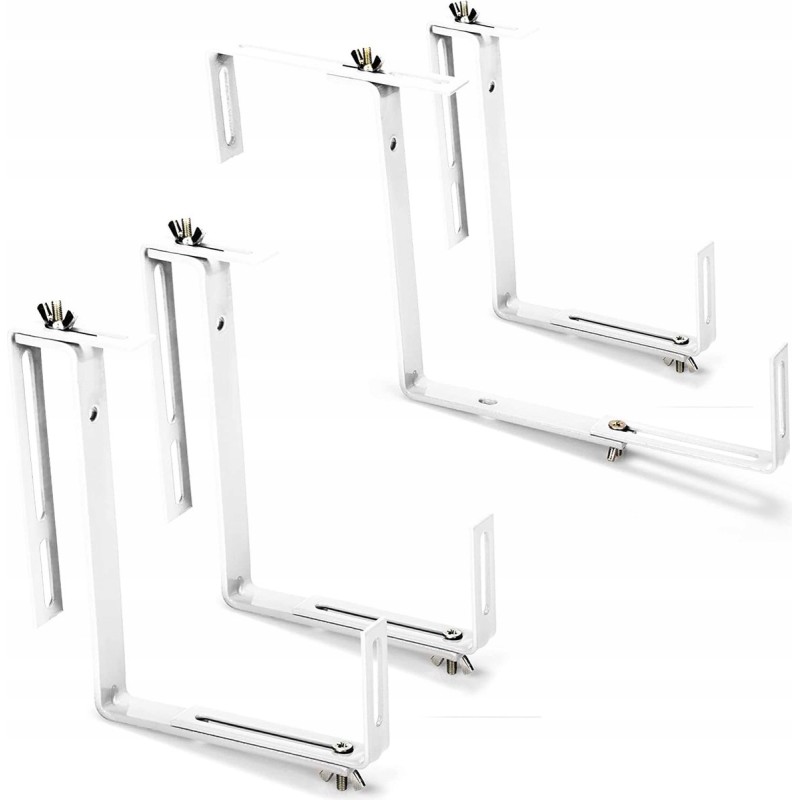 Outlet Uchwyty na Skrzynki balkonowe 100x20 cm metalowe bez wiercenia białe