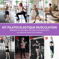 Outlet Fokky Zestaw Fitness do Pilatesu z Taśmami i Drążkiem Różowy