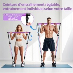 Outlet Fokky Zestaw Fitness do Pilatesu z Taśmami i Drążkiem Różowy