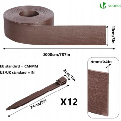 Outlet Obrzeże Trawnikowe VOUNOT PE 20 m z 12 kołkami wys. 13 cm grub. 4 mm