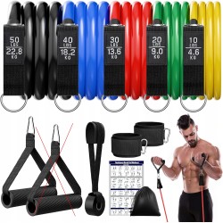 Outlet Fokky zestaw gum oporowych do fitnessu 5 sztuk max 68 kg + akcesoria
