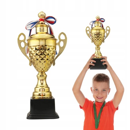 Outlet Puchar Sportowy Duży Złoty 37 cm Trofeum na Turniej i Imprezy