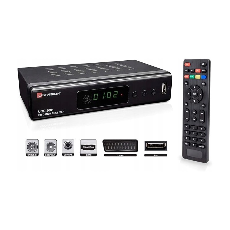 Outlet Odtwarzacz multimedialny Tuner DVB-C Univision UNC2001 do TV