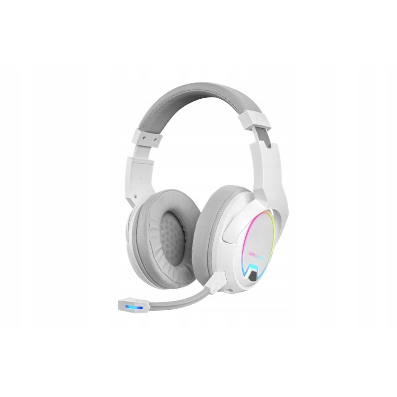 Outlet Słuchawki bezprzewodowe nauszne Mars Gaming MHW-100W ARGB Flow białe