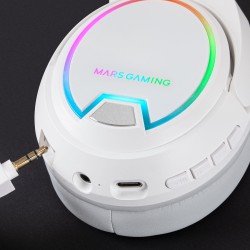 Outlet Słuchawki bezprzewodowe nauszne Mars Gaming MHW-100W ARGB Flow białe