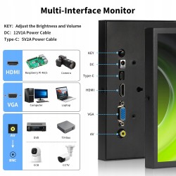Outlet Mini Monitor Przenośny 7" 1024x600 IPS HDMI VGA z Głośnikami