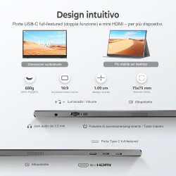 Outlet Monitor Przenośny UFYQL 15.6" FHD IPS USB-C HDMI do Laptopa i Konsol