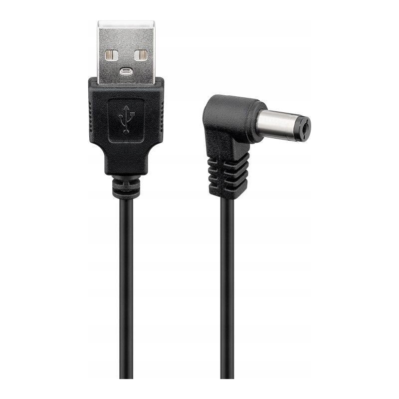 Kabel zasilający USB - wtyk DC 5.5x2.1 Goobay 1m przewód czarny