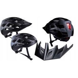 Outlet Kask rowerowy Dunlop MTB czarny L z oświetleniem LED z 3 trybami