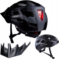 Outlet Kask rowerowy Dunlop MTB czarny L z oświetleniem LED z 3 trybami