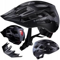 Outlet Kask rowerowy Dunlop MTB czarny L z oświetleniem LED z 3 trybami