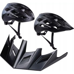 Outlet Kask rowerowy Dunlop MTB czarny L z oświetleniem LED z 3 trybami