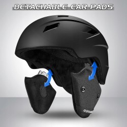 Outlet Odoland Kask i Gogle Narciarskie UV 400, Czarny, Rozmiar S