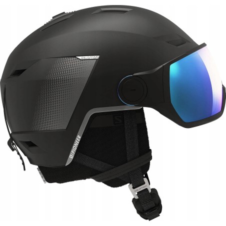 Outlet Kask Salomon PIONEER LT VISOR Unisex L 58-62 Czarny do narciarstwa