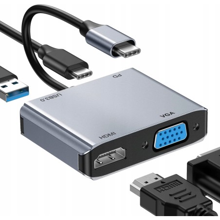 Outlet Adapter ABLEWE USB C 3.0 do HDMI VGA adapter 4K 30 Hz 4 w 1 20 W