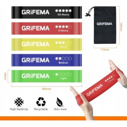 Outlet GRIFEMA Zestaw 5 gum oporowych z 5 poziomami oporu różnokolorowe