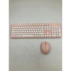 Outlet Bezprzewodowa Cicha Klawiatura i Mysz LeadsaiL K786 QWERTZ Różowy
