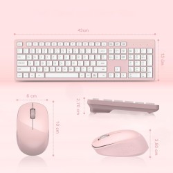 Outlet Bezprzewodowa Cicha Klawiatura i Mysz LeadsaiL K786 QWERTZ Różowy