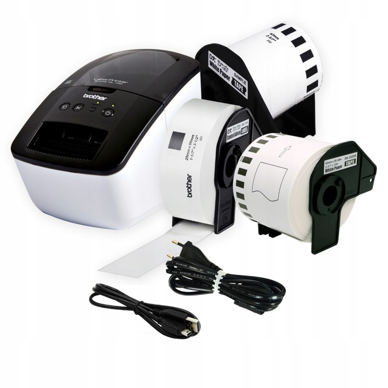 Outlet Drukarka etykiet samoprzylepnych Brother QL-700 QL700RF1 + 2 taśmy