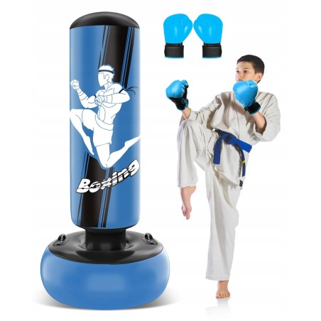 Outlet JUOIFIP Worek bokserski 165 cm dla dzieci z rękawicami MMA Niebieski